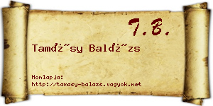 Tamásy Balázs névjegykártya